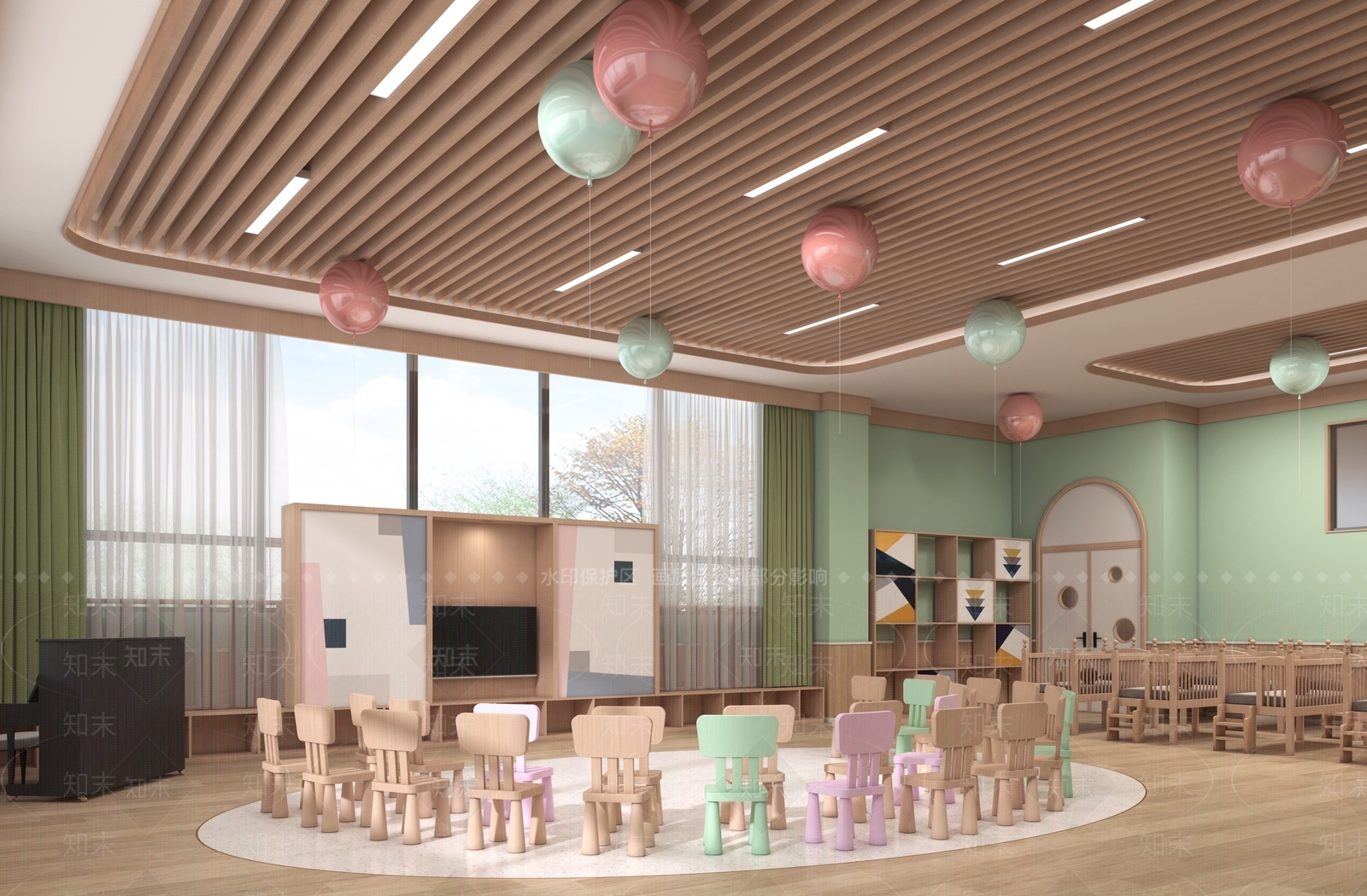 现代幼儿园教室3D模型下载【ID:1136697499】
