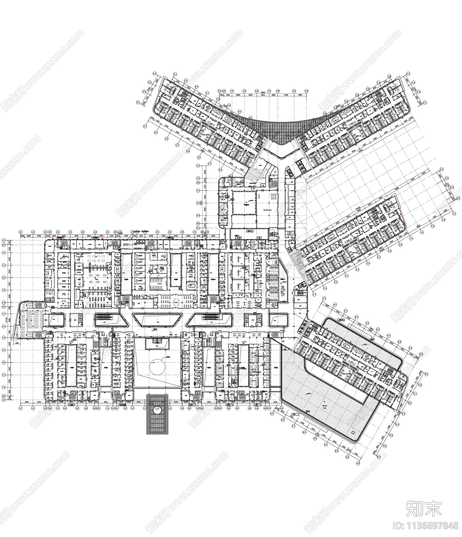 中医院建筑效果图cad施工图下载【ID:1136697848】