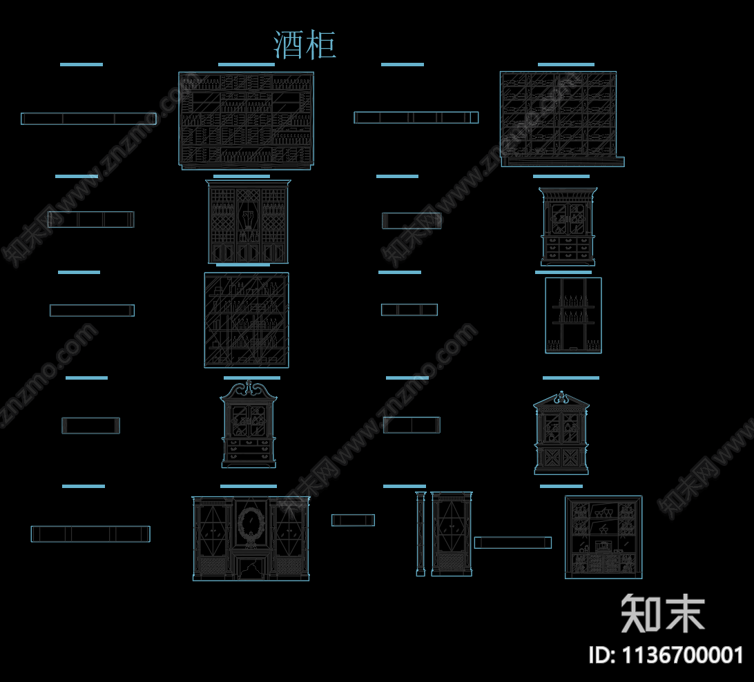 酒柜cad施工图下载【ID:1136700001】