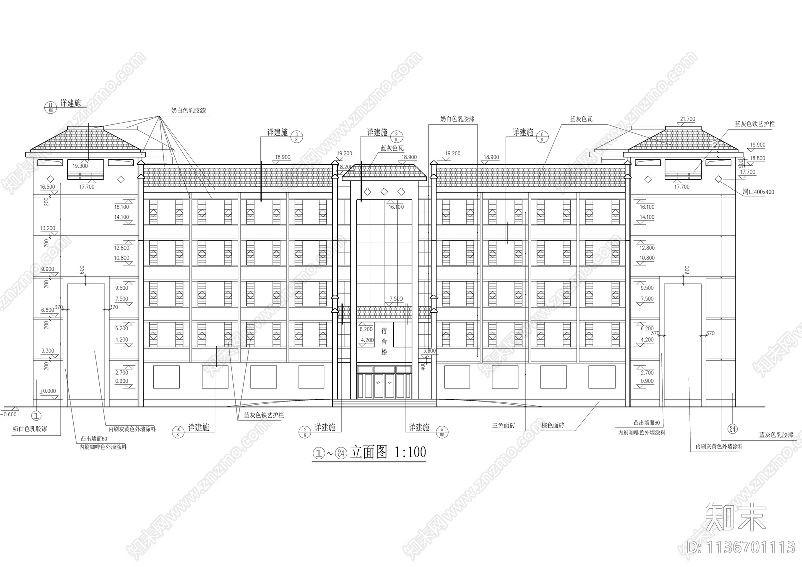 某学校学生公寓楼建筑cad施工图下载【ID:1136701113】