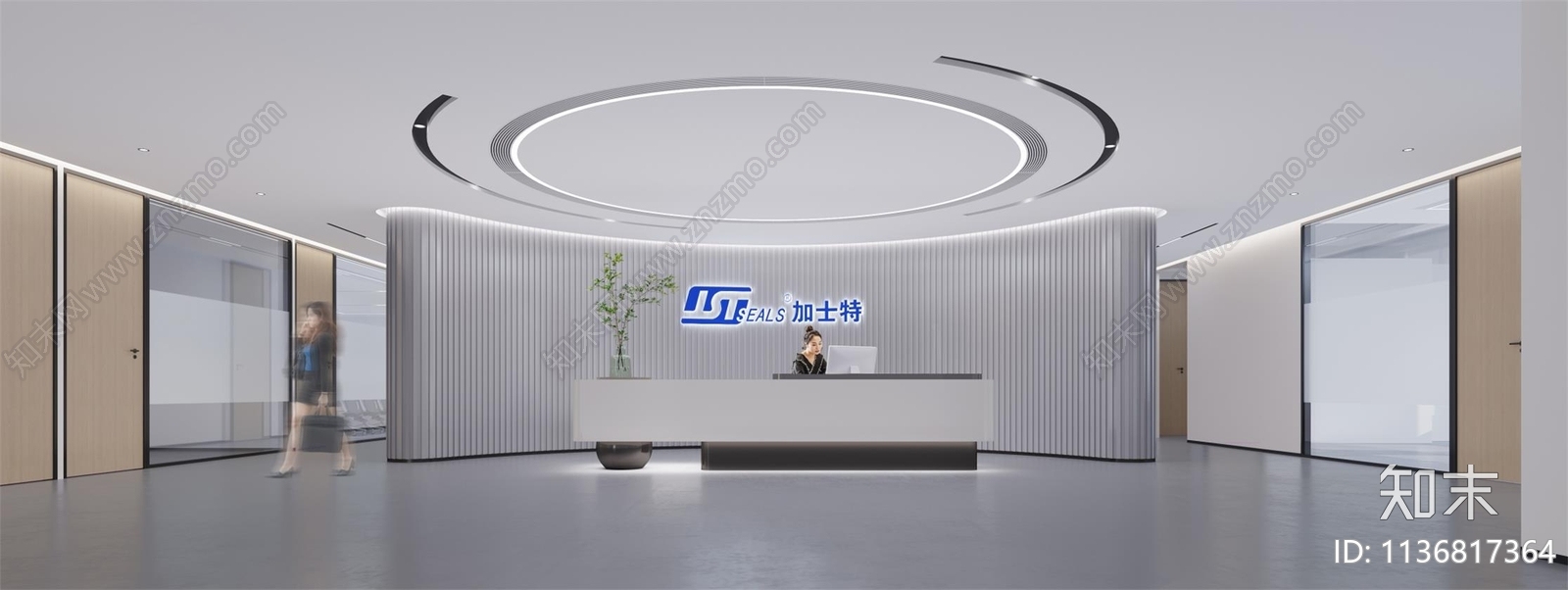 办公室效果图cad施工图下载【ID:1136817364】