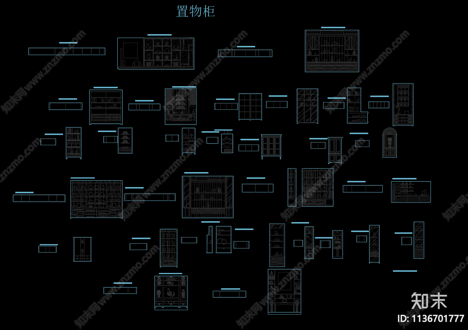 置物柜cad施工图下载【ID:1136701777】
