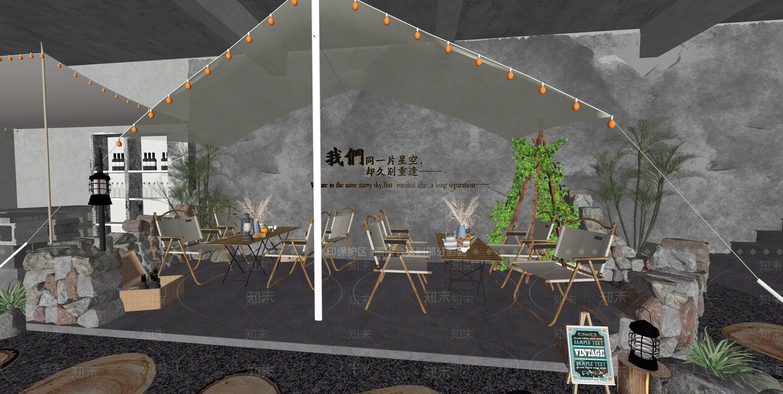 现代露营风烧烤店3D模型下载【ID:1136703283】