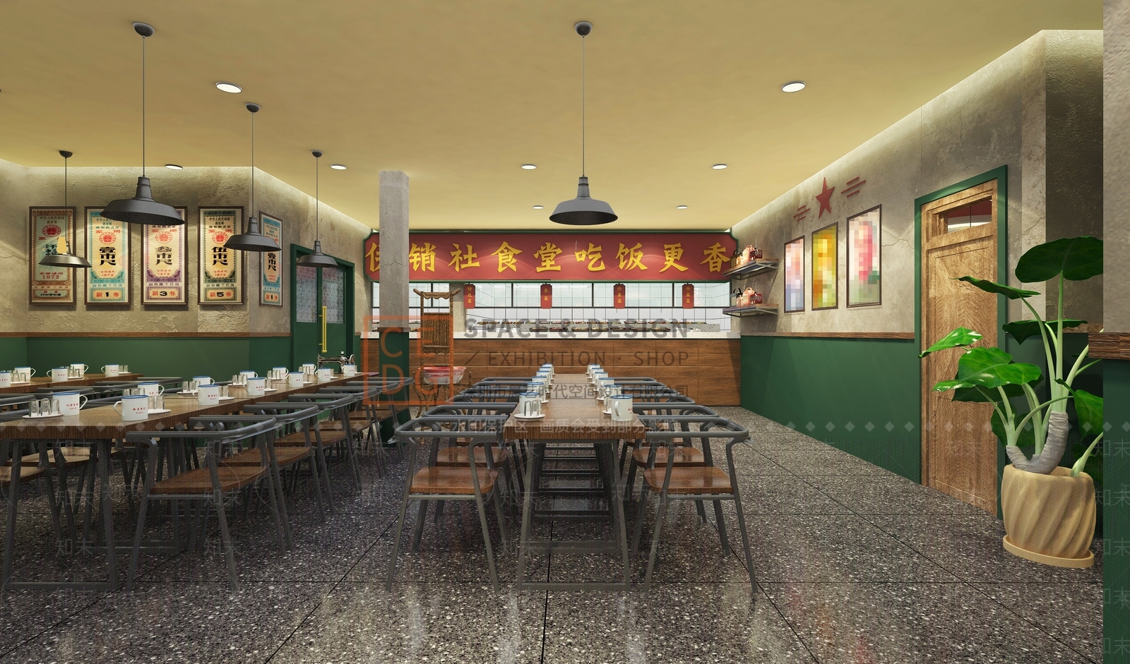 中式供销社大食堂3D模型下载【ID:1136704655】