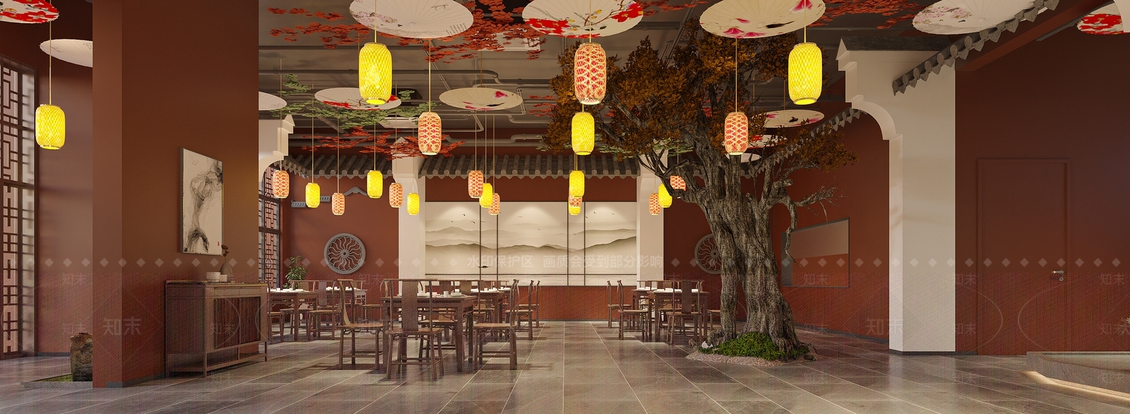 新中式中餐厅3D模型下载【ID:1136706020】