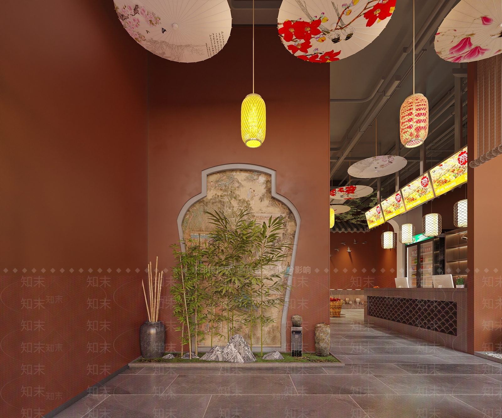 新中式中餐厅3D模型下载【ID:1136706020】