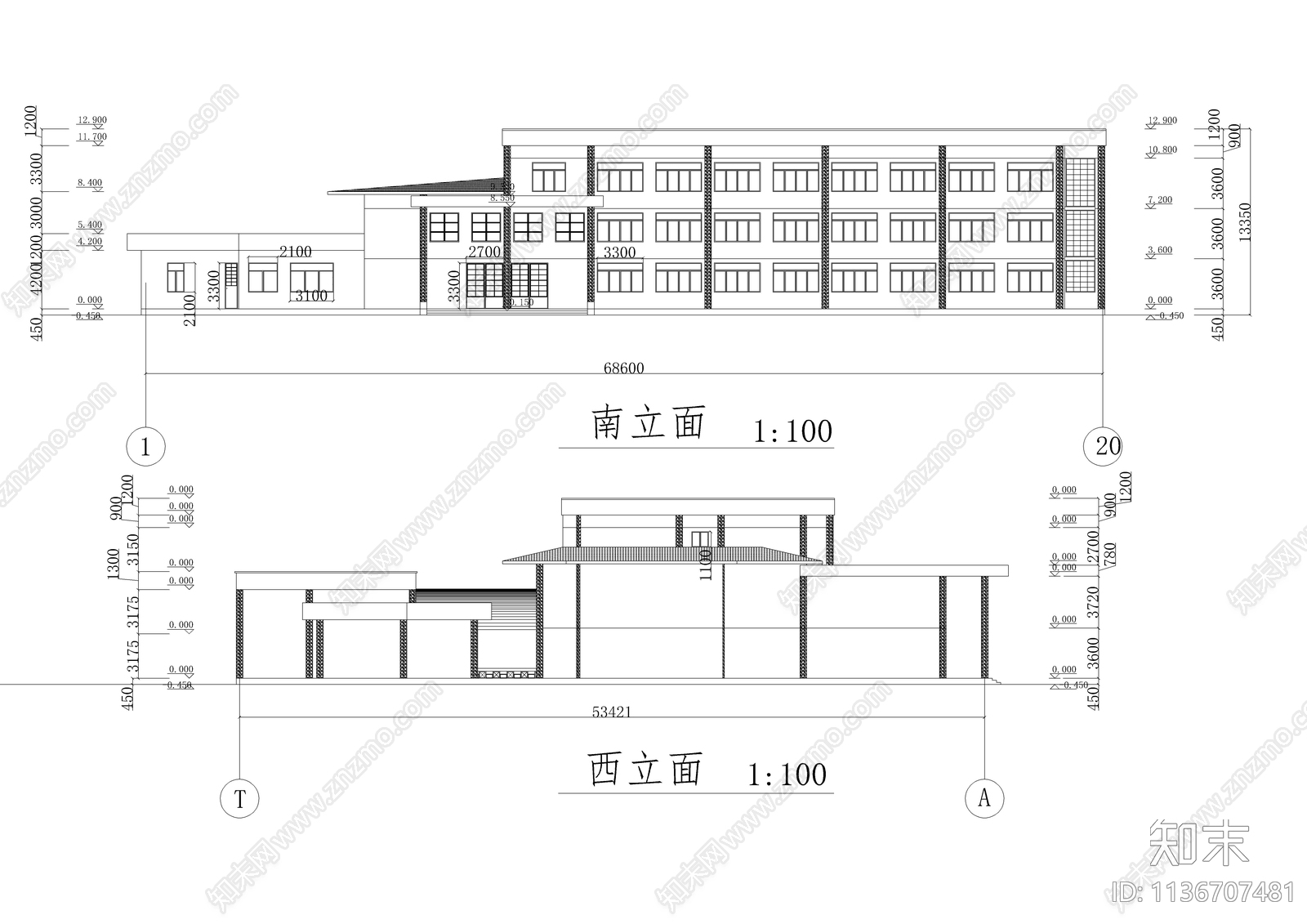 某中小学教学楼建筑cad施工图下载【ID:1136707481】