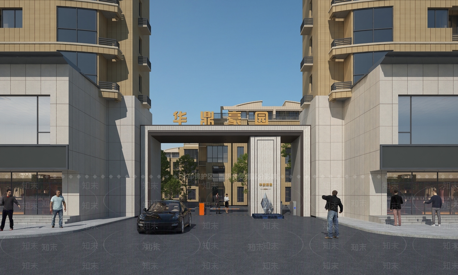 现代小区入口大门3D模型下载【ID:1136708116】