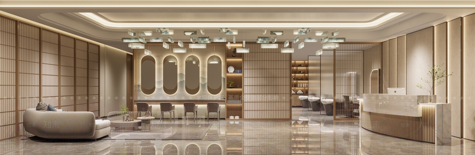 新中式美容院大厅3D模型下载【ID:1136707919】