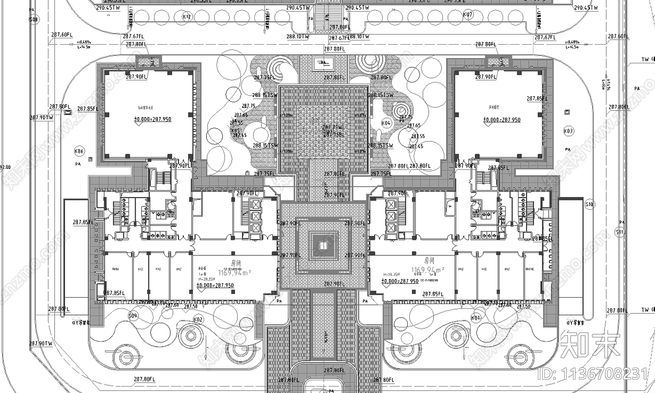 办公环境景观平面图cad施工图下载【ID:1136708231】