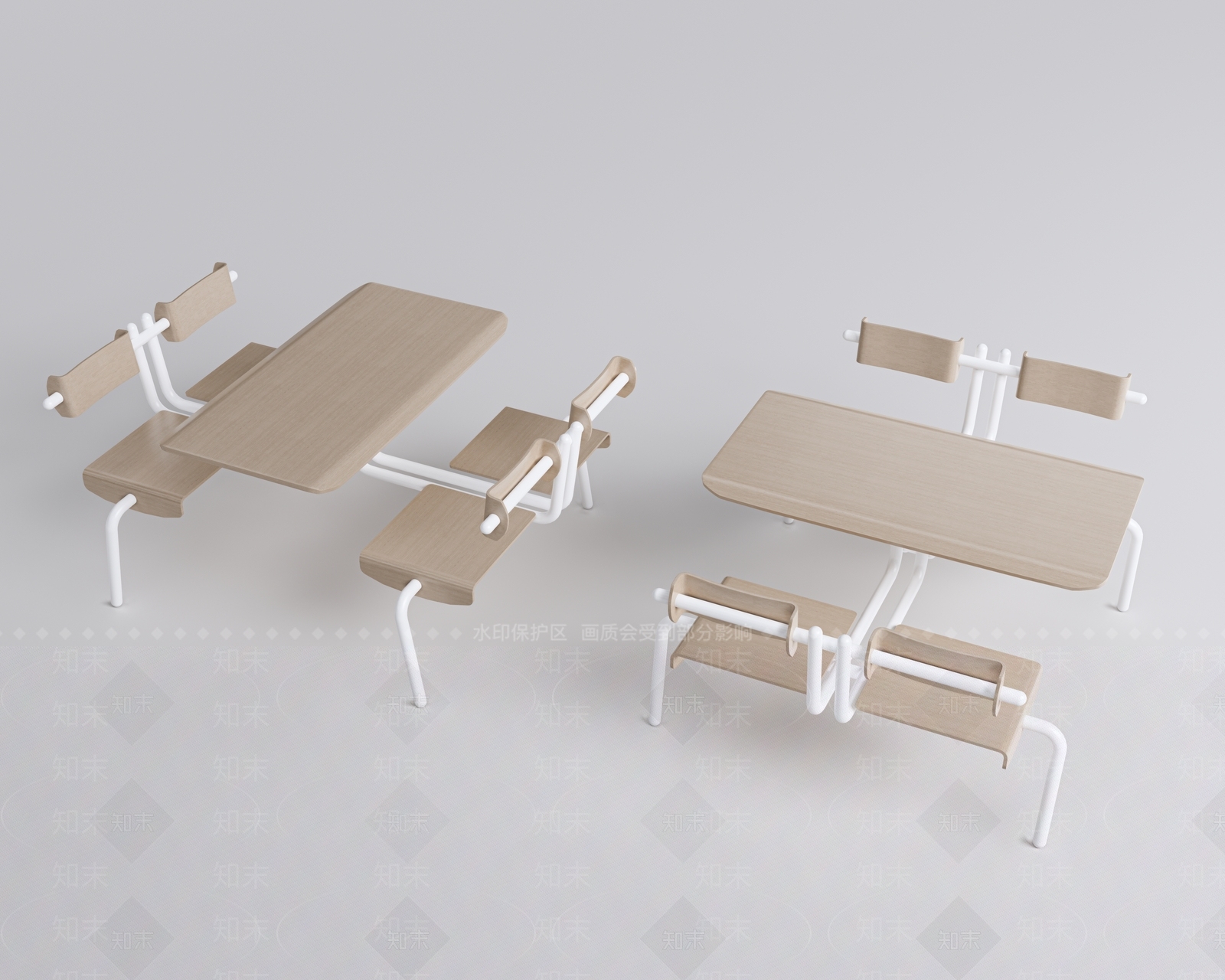 现代食堂餐桌椅组合SU模型下载【ID:1136708361】