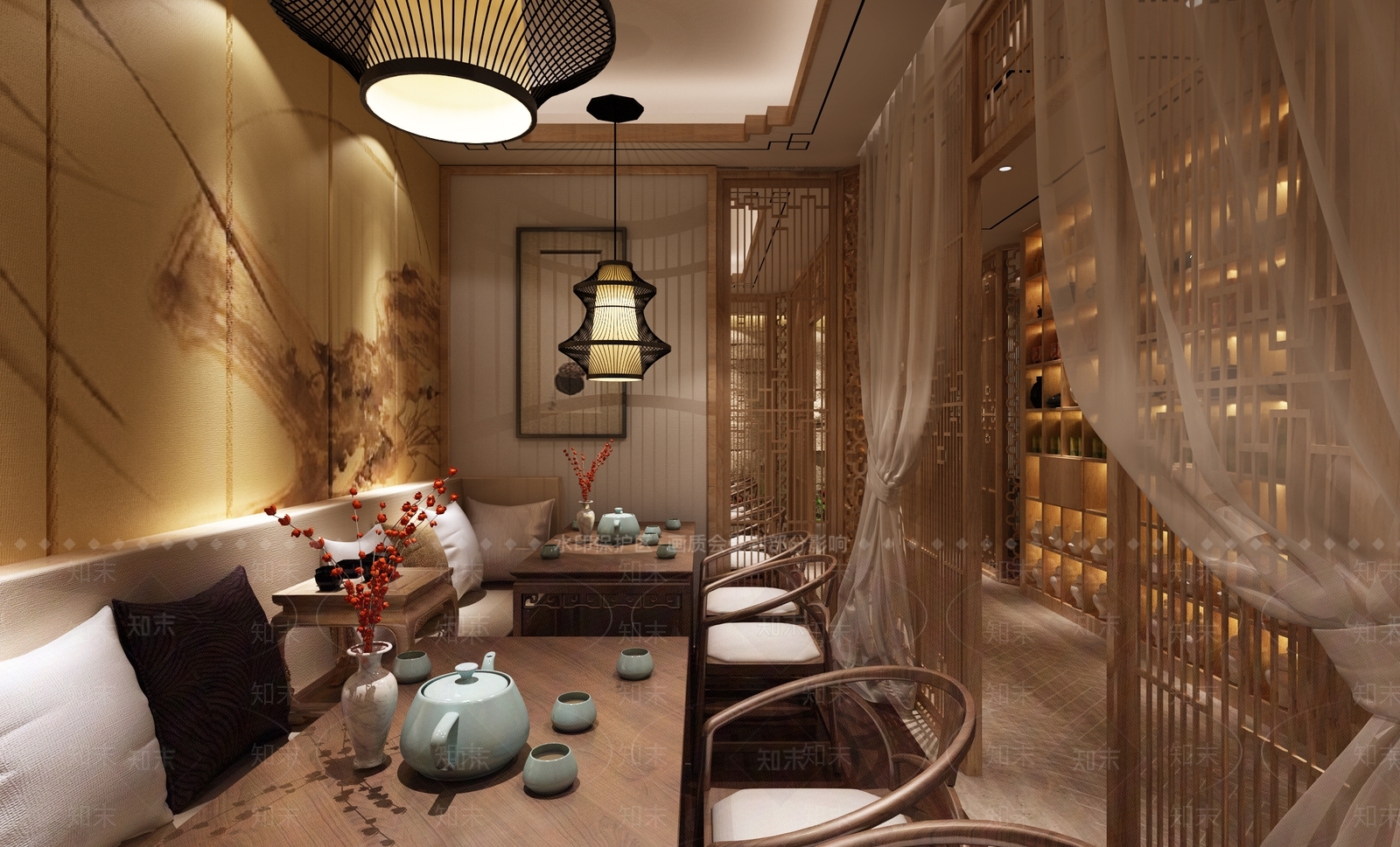 新中式茶餐厅3D模型下载【ID:1136708542】