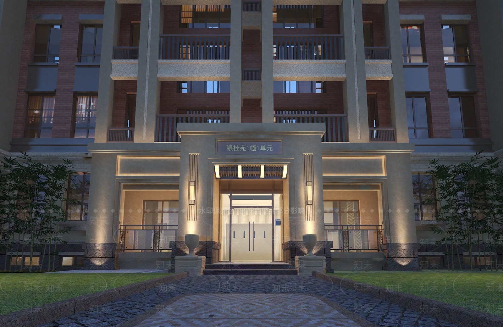 现代小区入口大门3D模型下载【ID:1136709924】