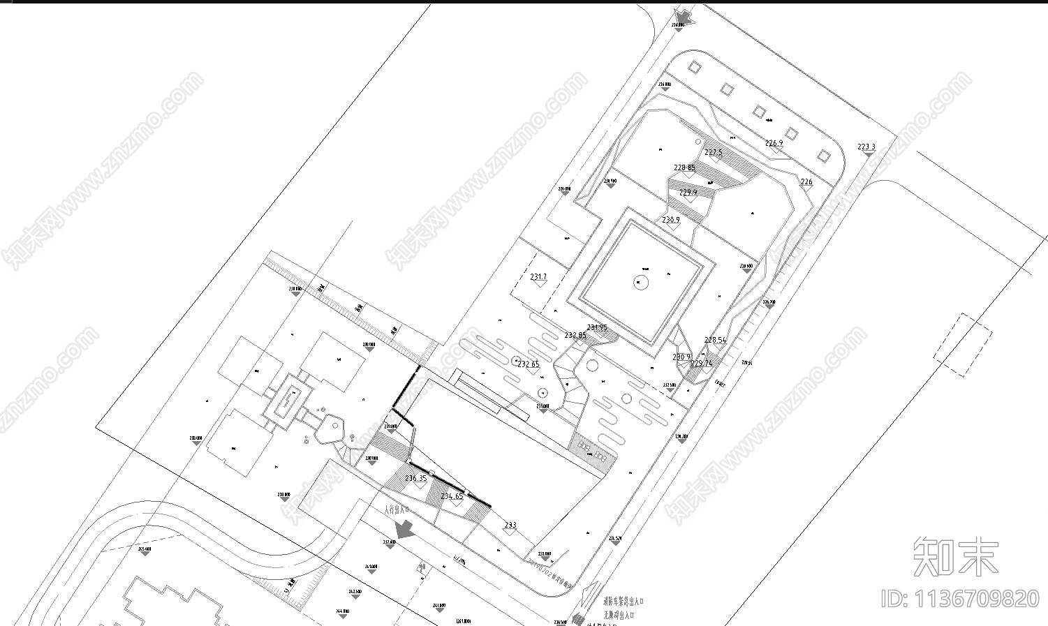 现代示范区总平面图cad施工图下载【ID:1136709820】