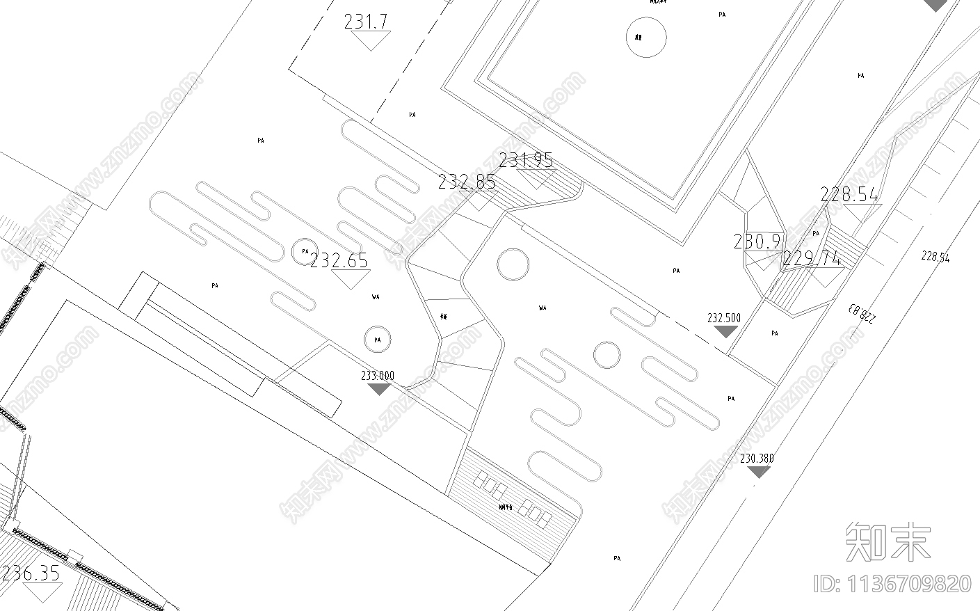 现代示范区总平面图cad施工图下载【ID:1136709820】