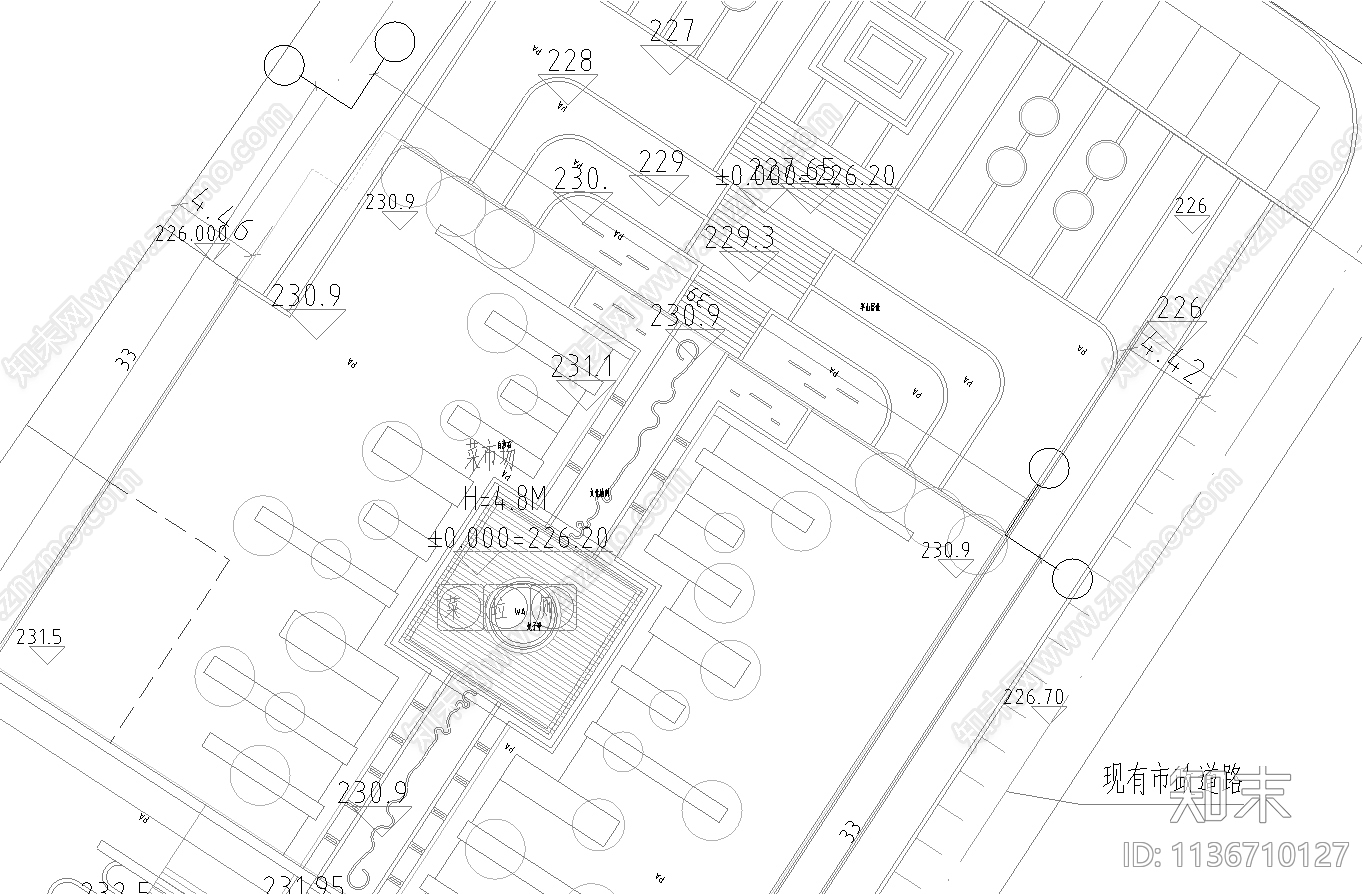 新中式示范区总平面图cad施工图下载【ID:1136710127】