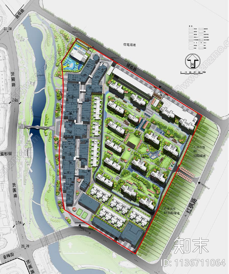 居住区景观效果图施工图下载【ID:1136711064】