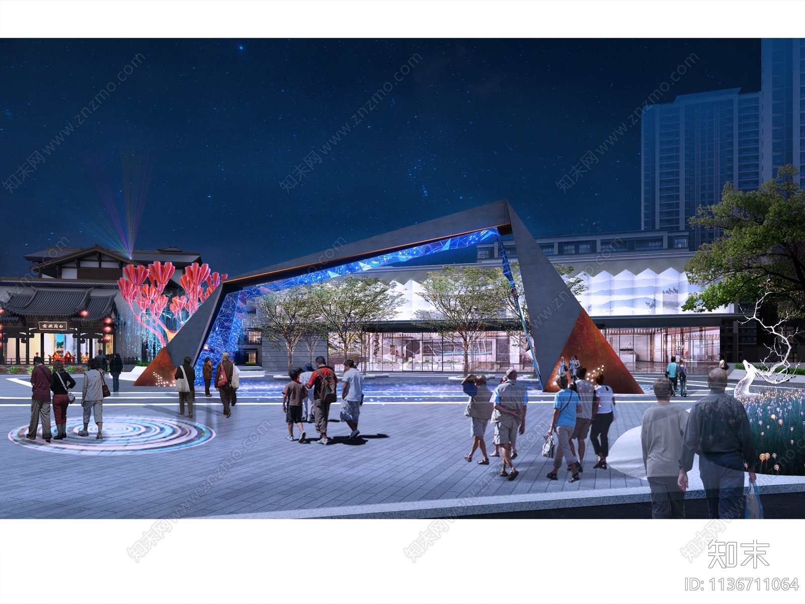 居住区景观效果图cad施工图下载【ID:1136711064】