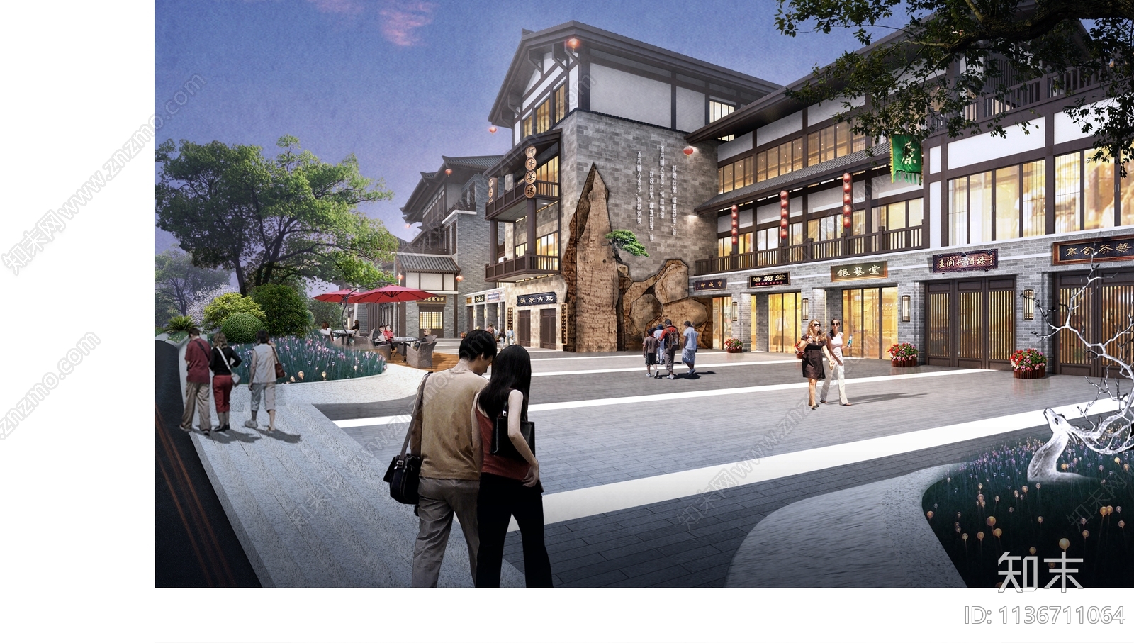 居住区景观效果图cad施工图下载【ID:1136711064】