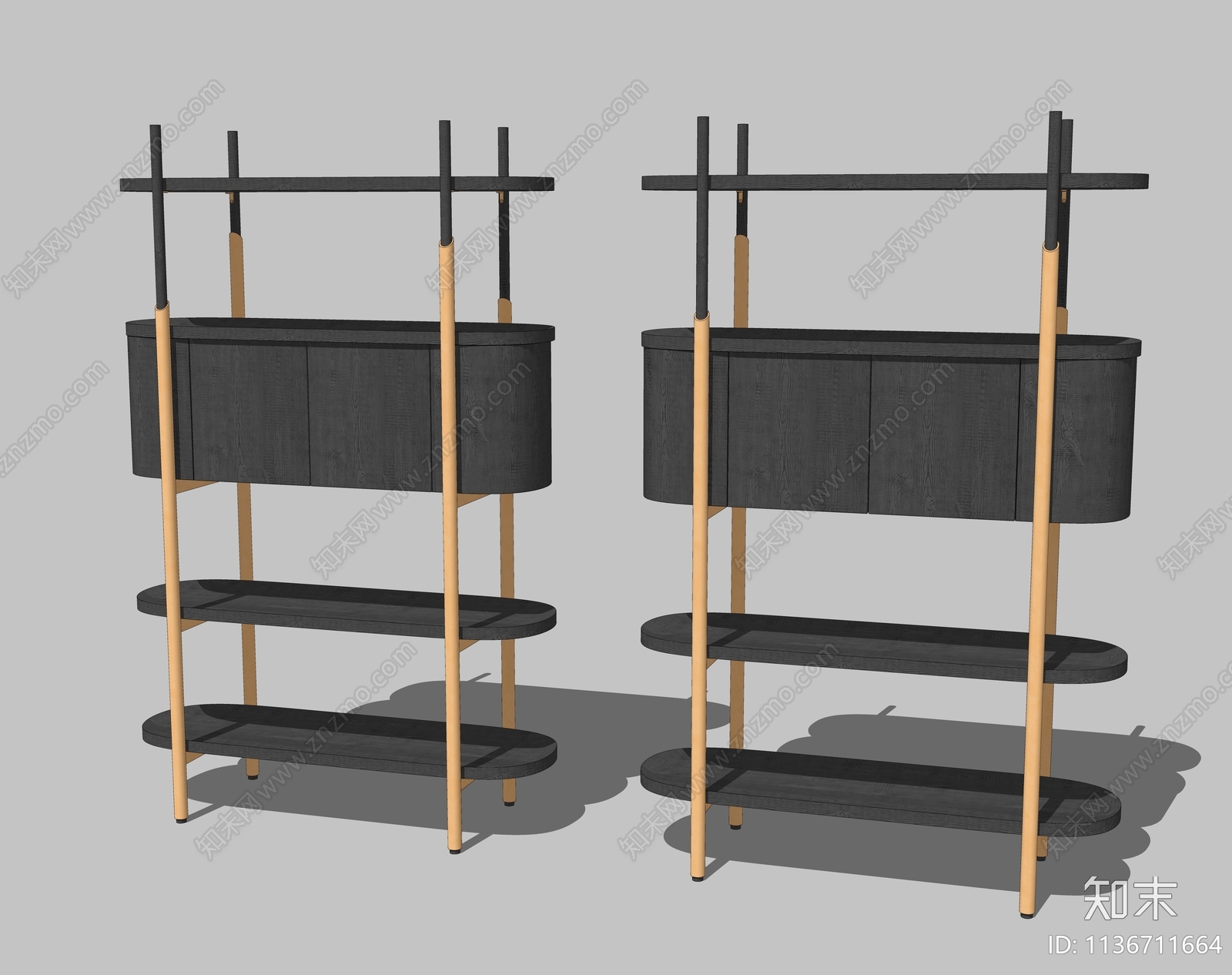 现代实木装饰柜SU模型下载【ID:1136711664】
