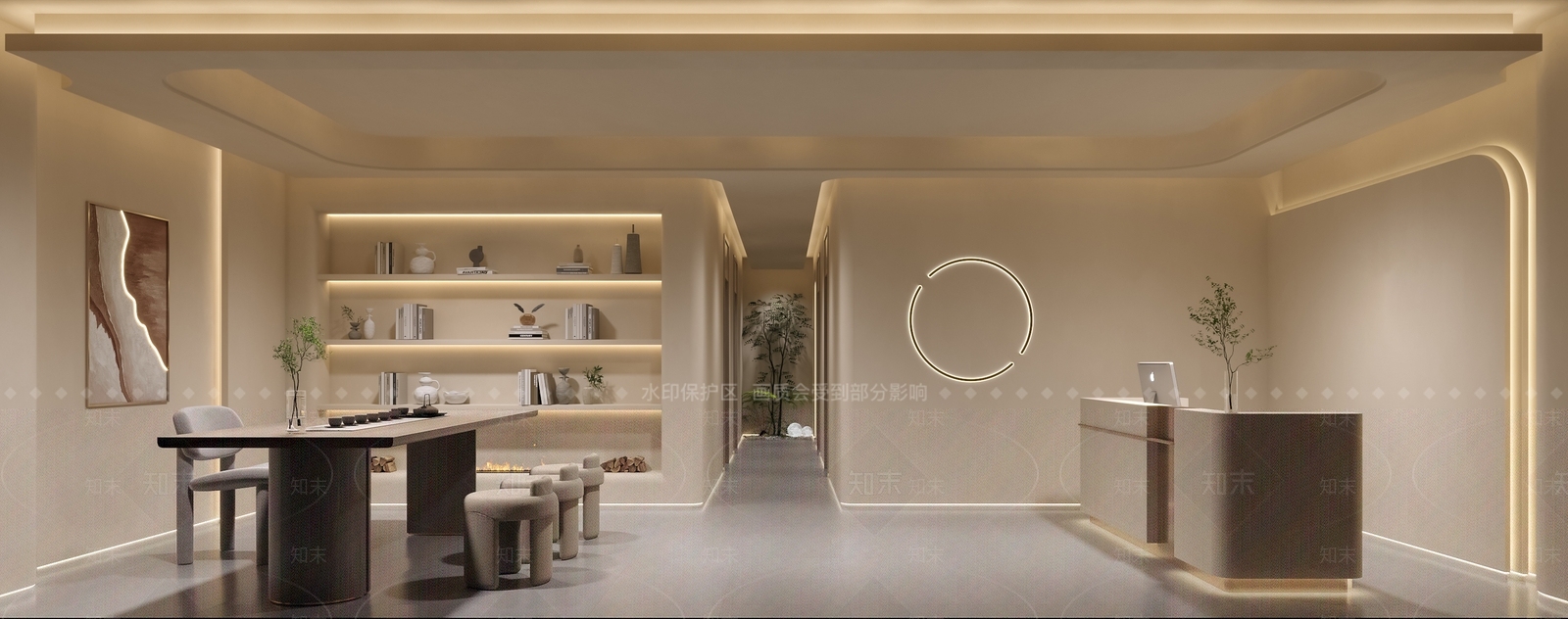 侘寂美容院大厅休息区3D模型下载【ID:1136716174】