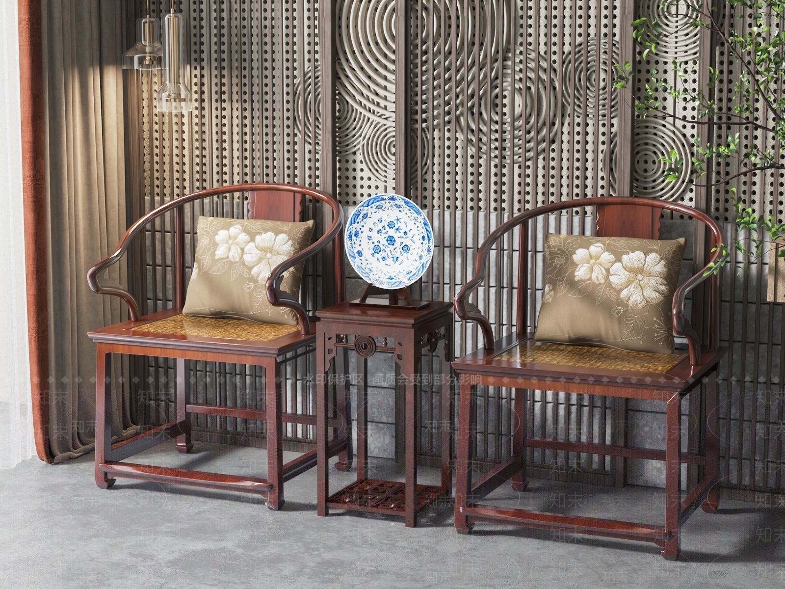 新中式圈椅SU模型下载【ID:1136716928】