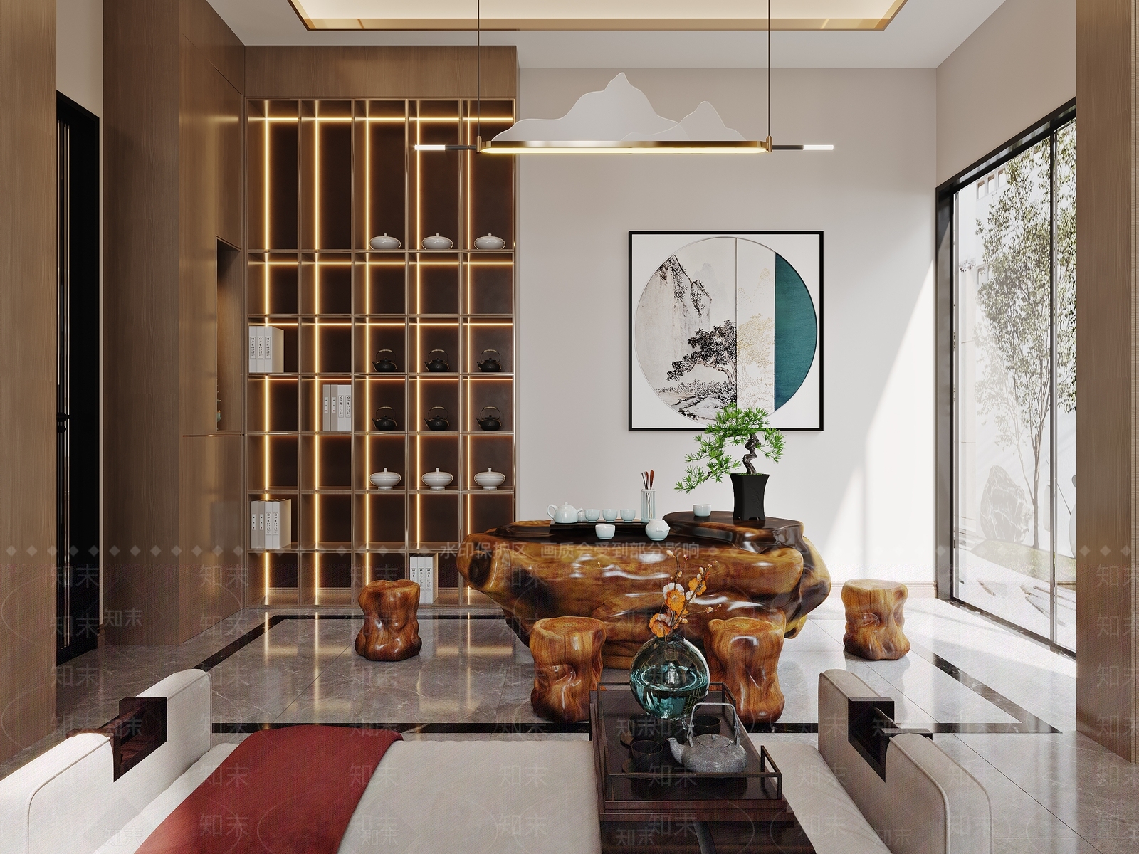 新中式品茶区3D模型下载【ID:1136723514】