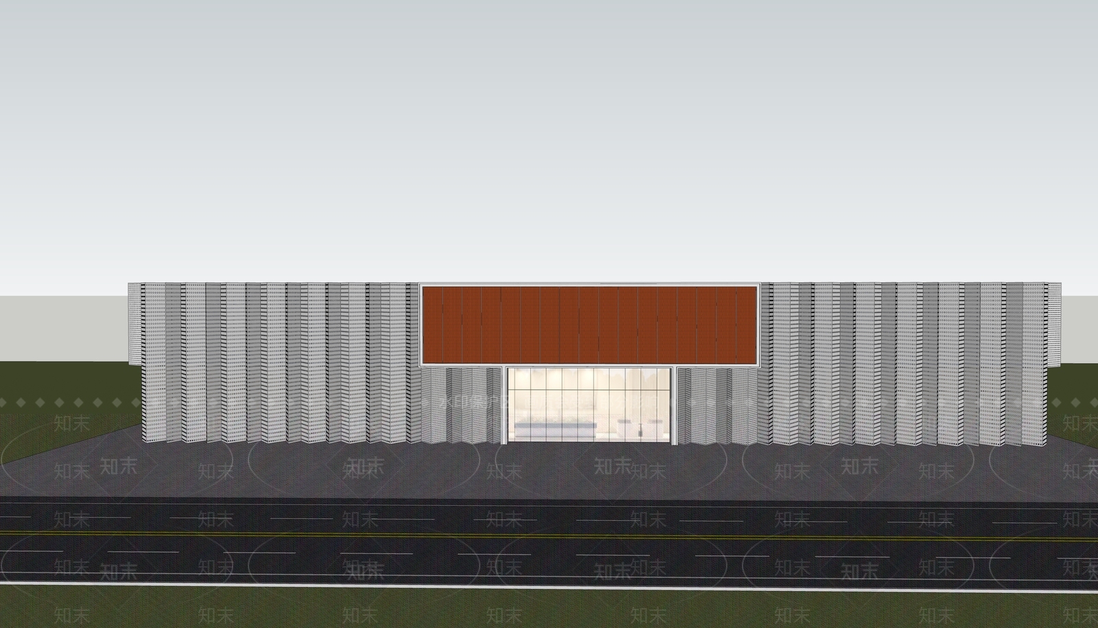 现代售楼处建筑SU模型下载【ID:1136717808】
