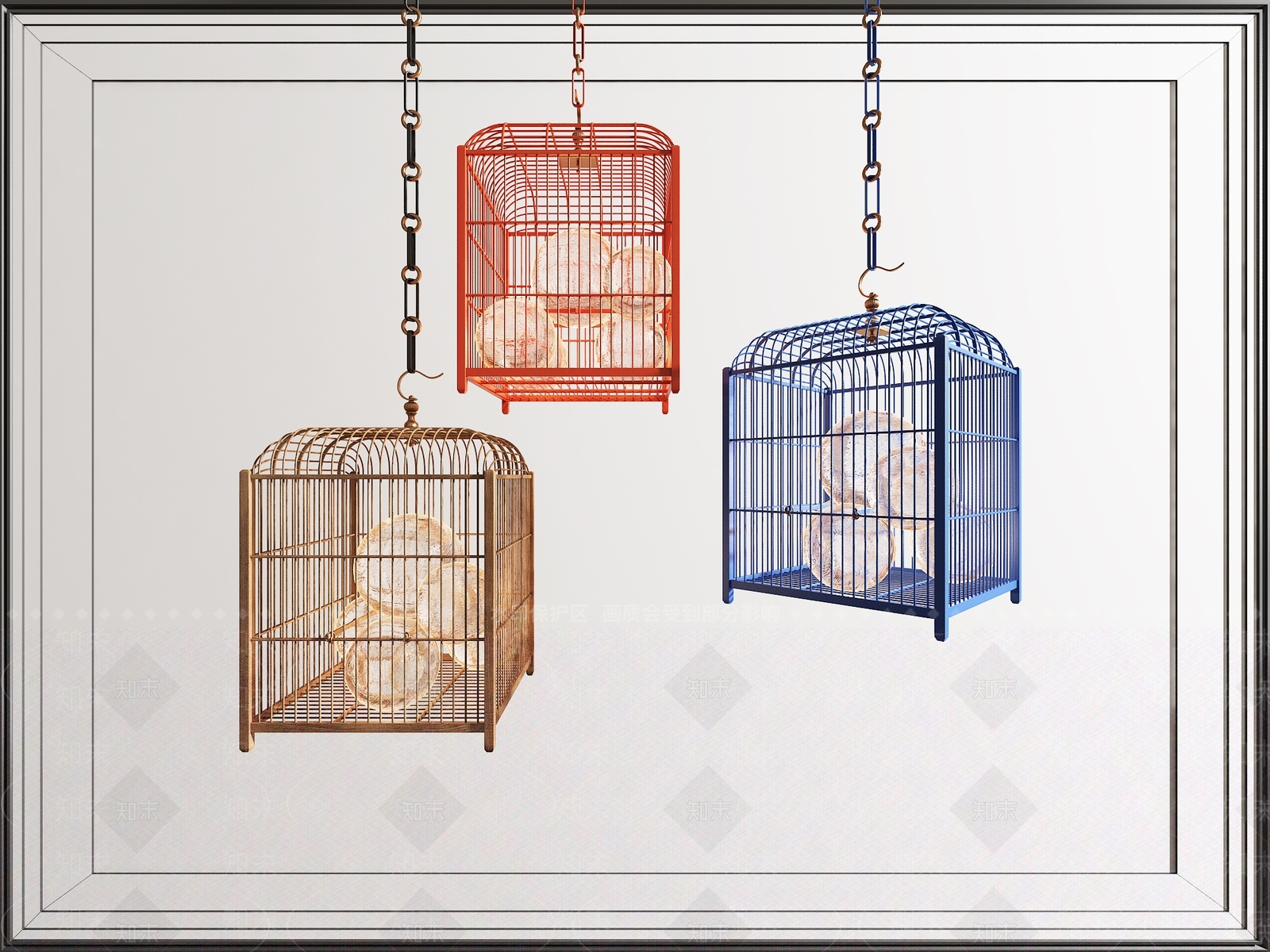 新中式鸟笼灯3D模型下载【ID:1136719138】