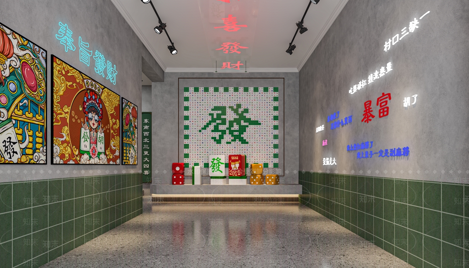 现代国潮复古棋牌室3D模型下载【ID:1136721622】