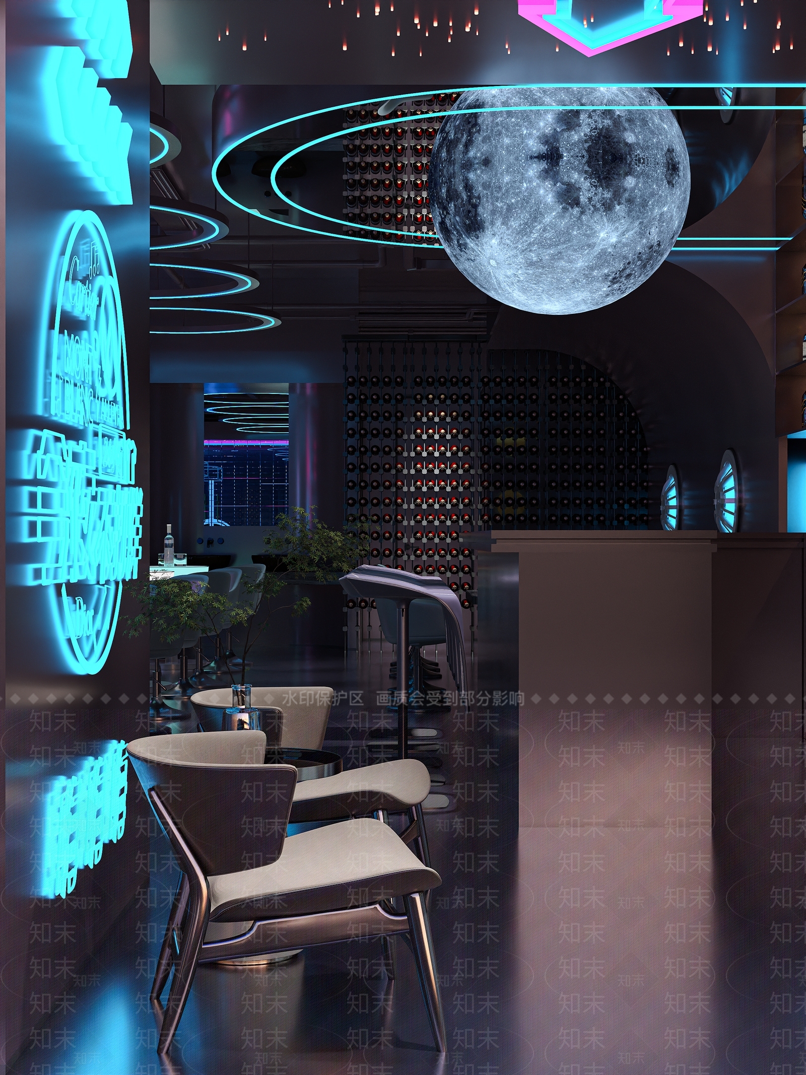 现代赛克朋克酒吧3D模型下载【ID:1136722274】