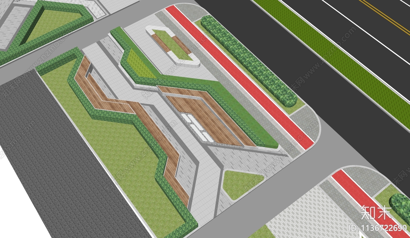 现代口袋公园街角绿地SU模型下载【ID:1136722690】