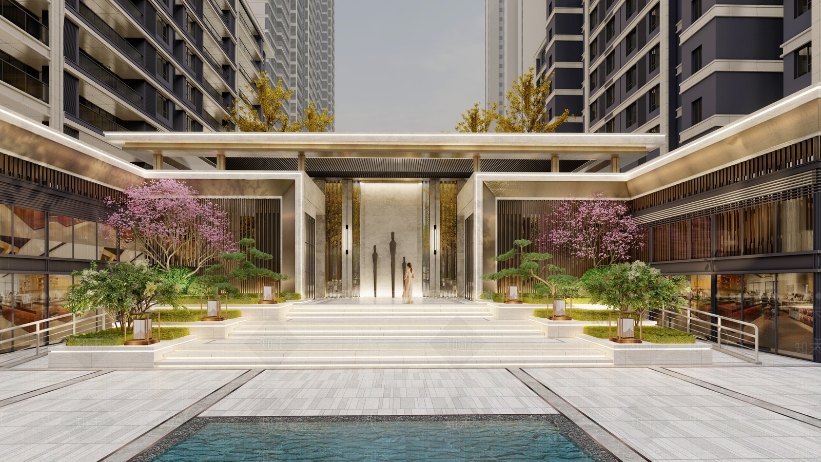 新中式售楼处建筑SU模型下载【ID:1136724606】