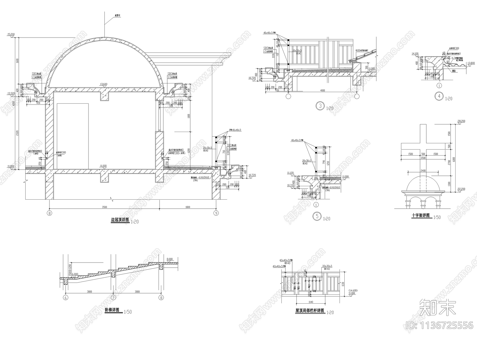 三层教堂建施施工图下载【ID:1136725556】