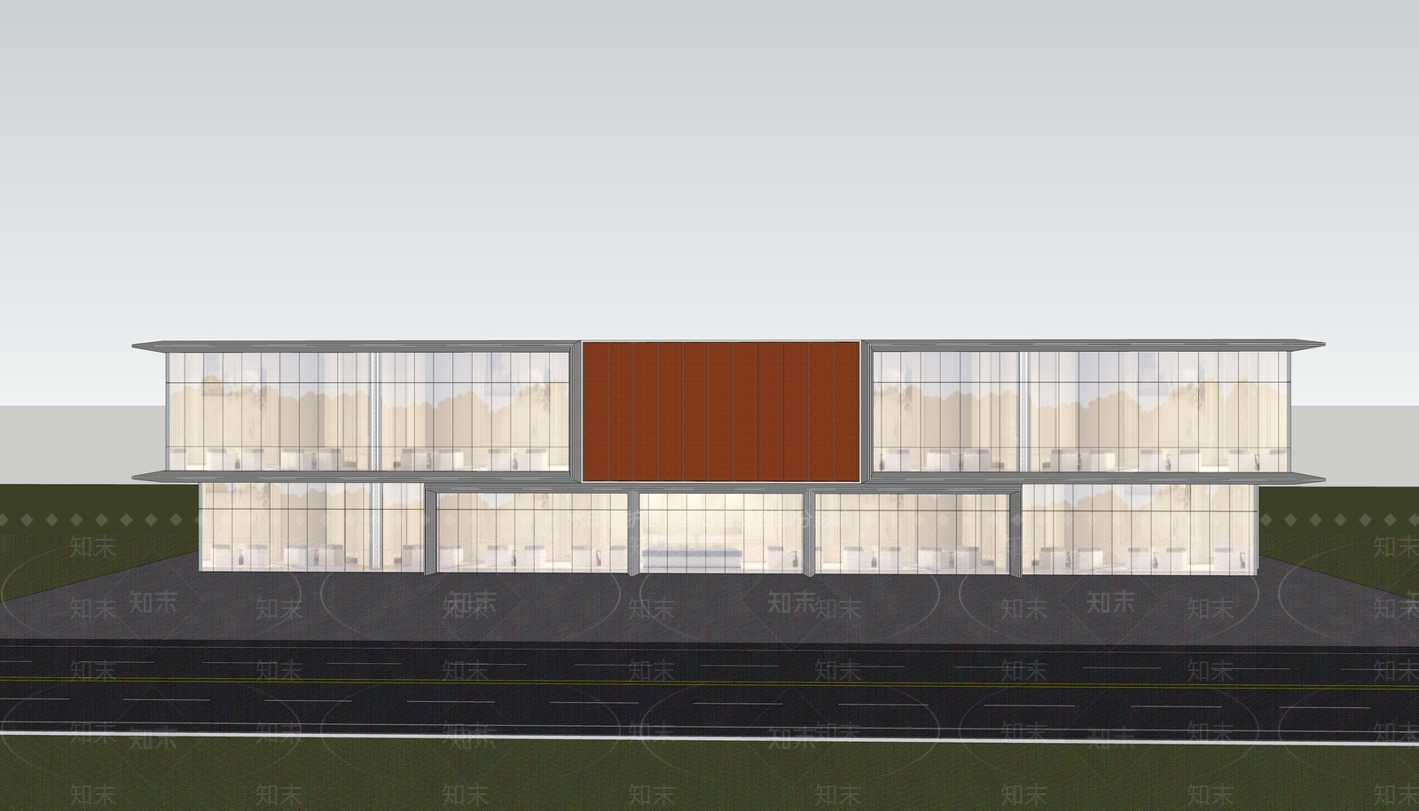 现代售楼处建筑SU模型下载【ID:1136726372】
