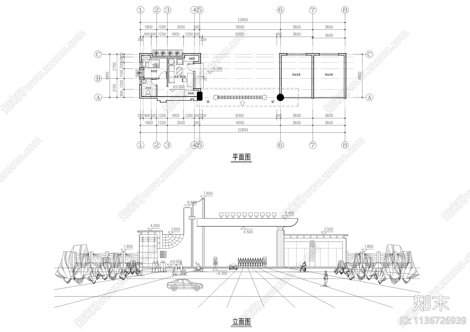 某学校大门建筑cad施工图下载【ID:1136726939】