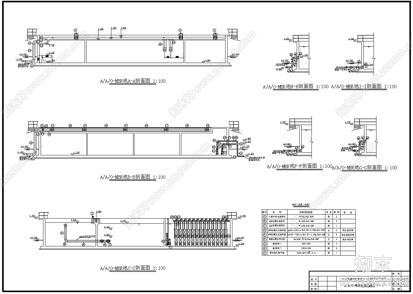 AAO池MBR池合建平面剖面图cad施工图下载【ID:1136727958】