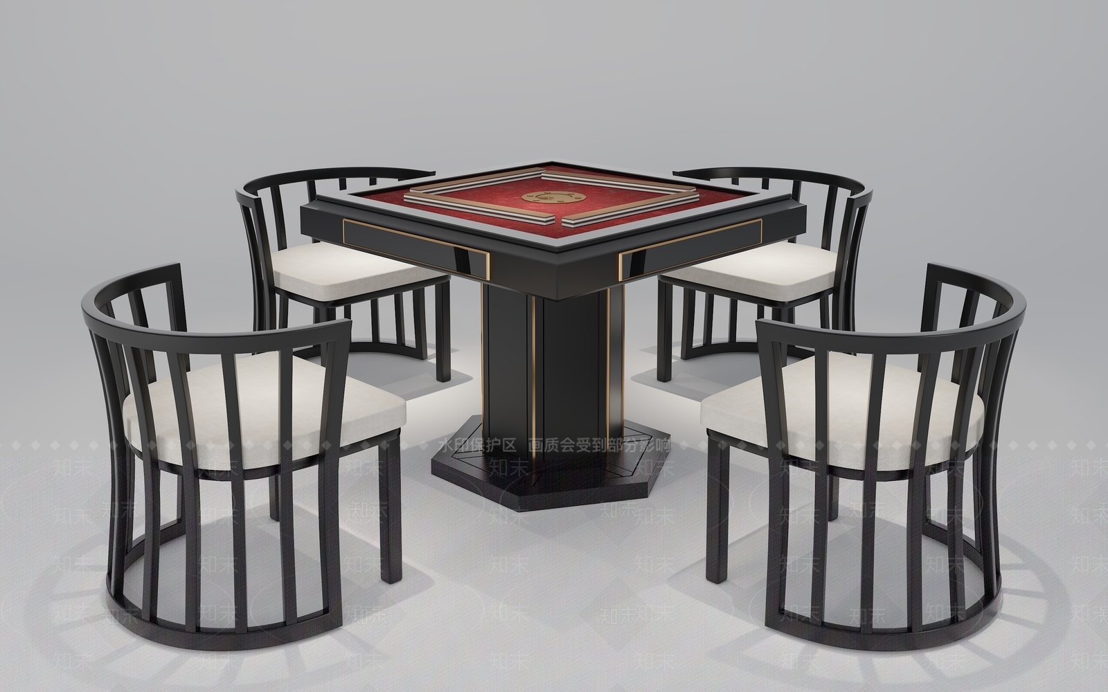 新中式麻将桌椅3D模型下载【ID:1136728849】