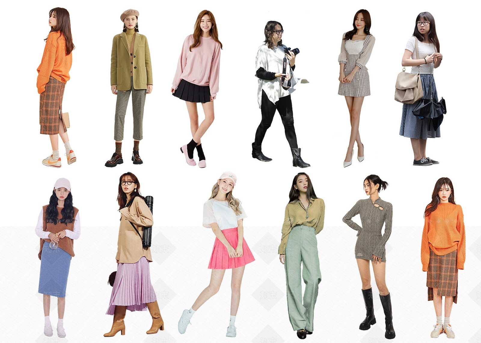 2D亚洲美女人物组合SU模型下载【ID:1136730890】