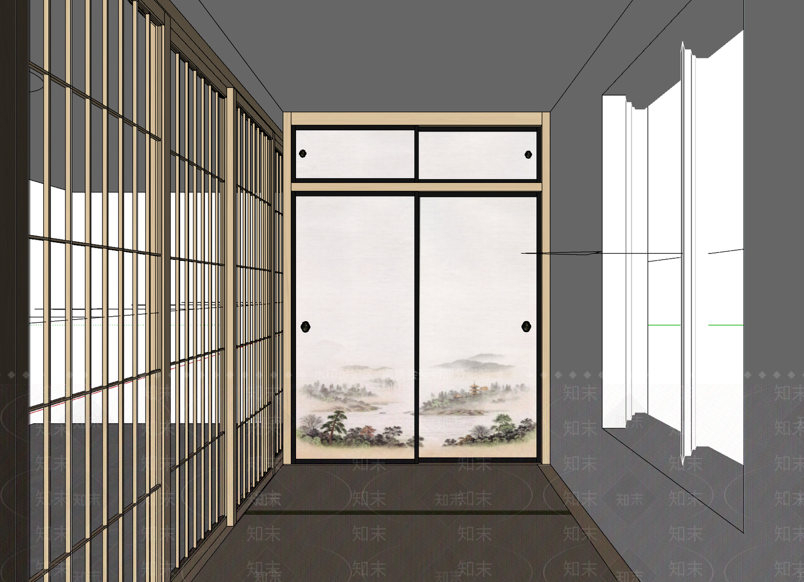 日式榻榻米卧室SU模型下载【ID:1136731878】