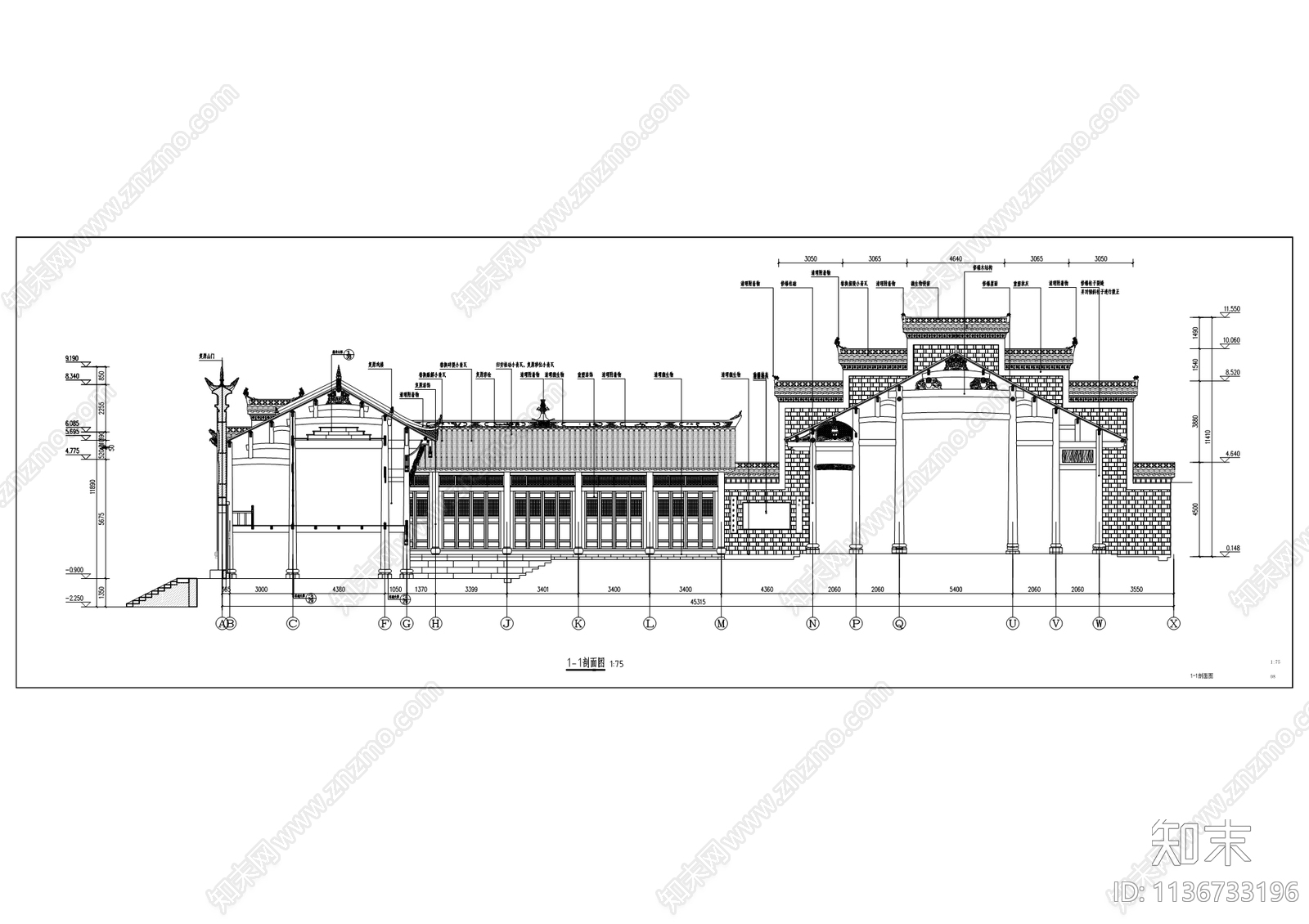 禹王宫古建筑cad施工图下载【ID:1136733196】