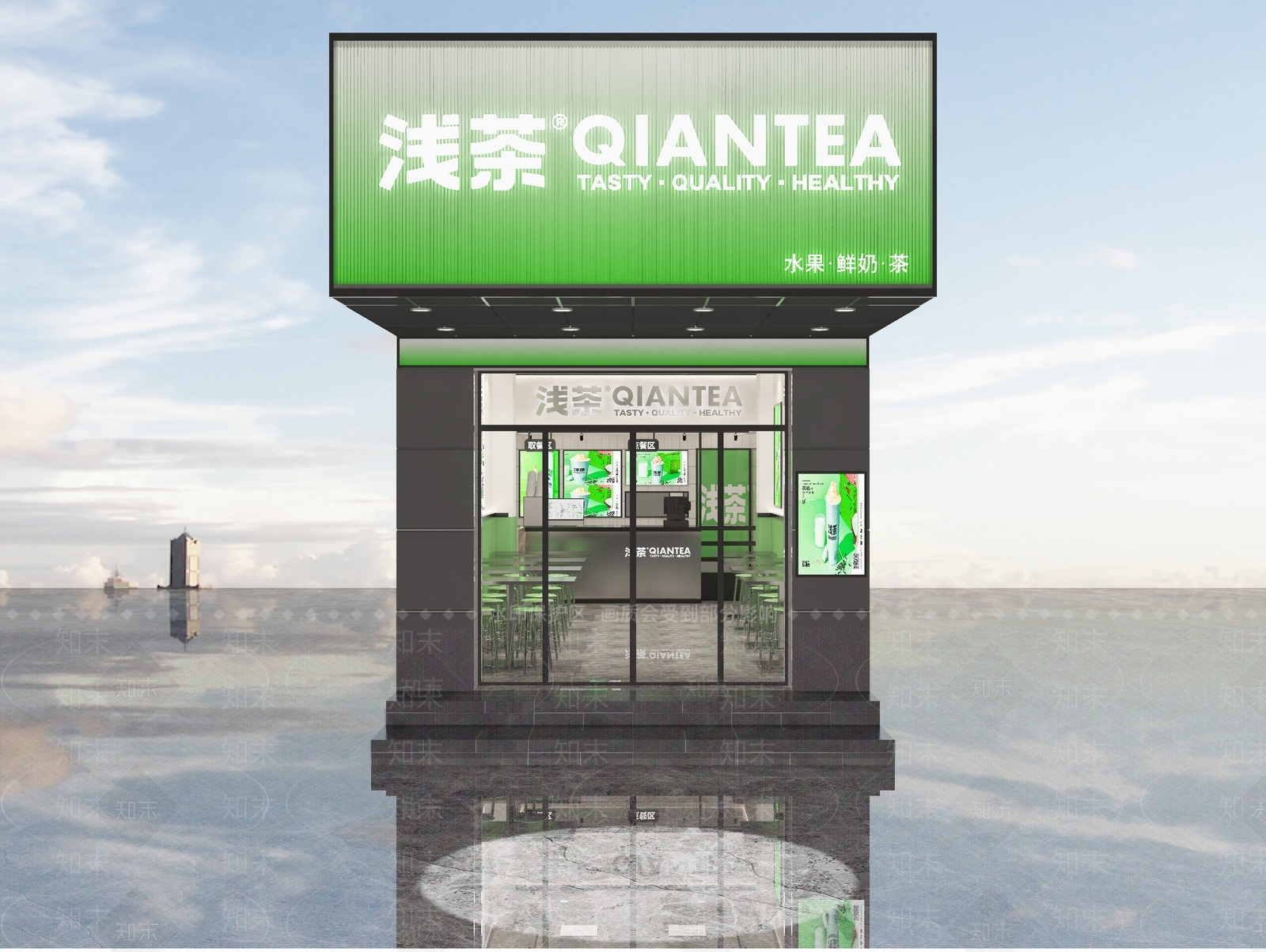 现代奶茶店3D模型下载【ID:1136875883】