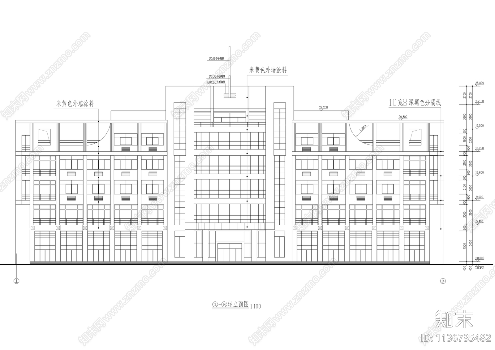 某公司六层办公楼建筑cad施工图下载【ID:1136735482】