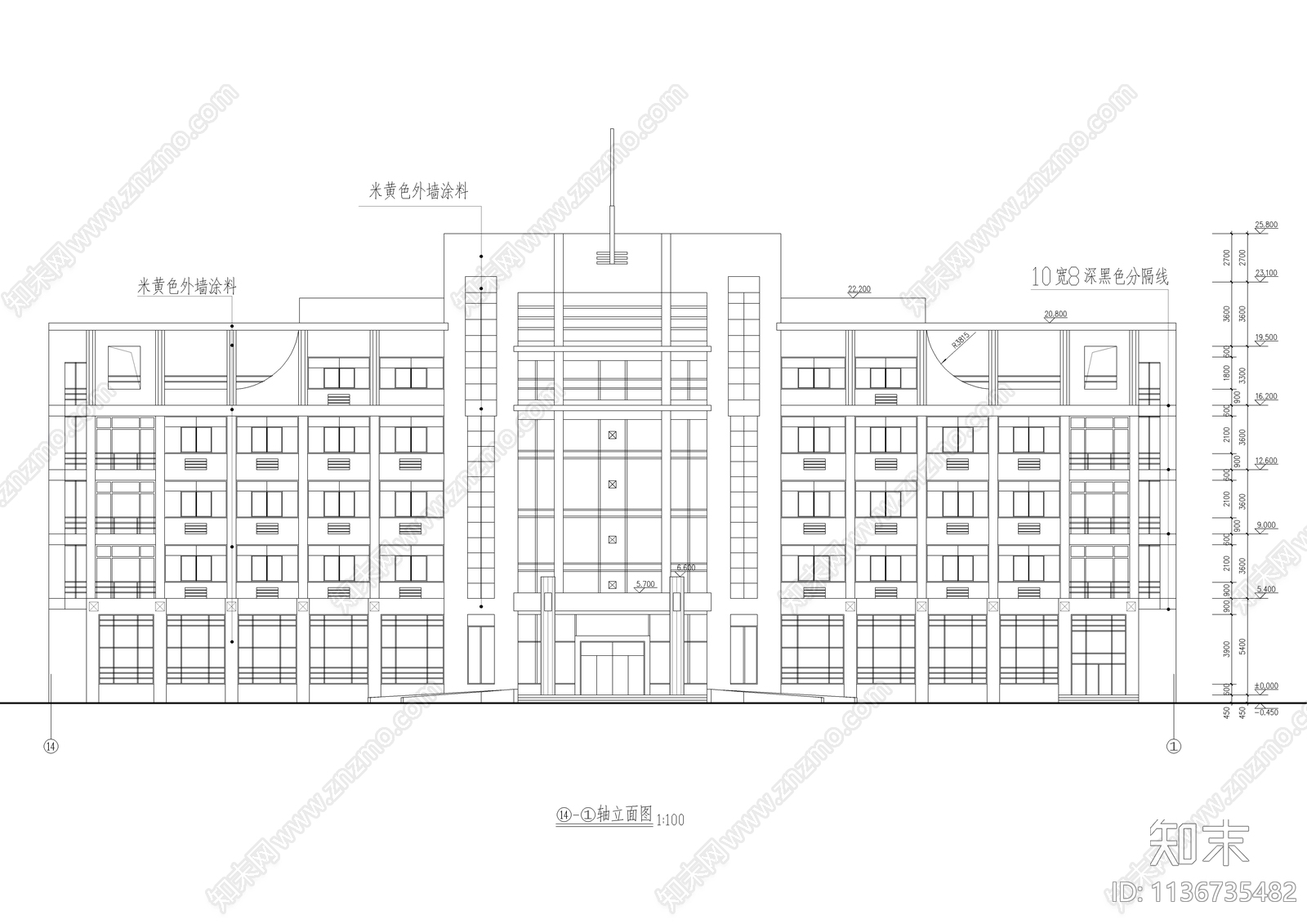 某公司六层办公楼建筑cad施工图下载【ID:1136735482】