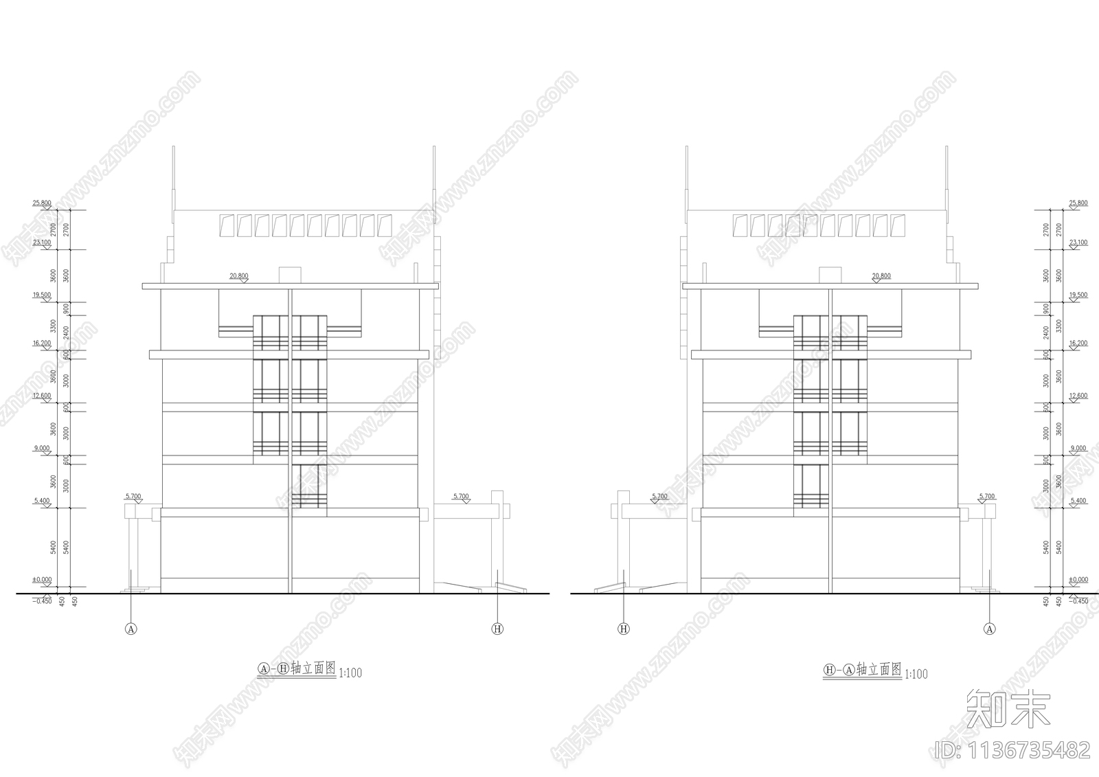 某公司六层办公楼建筑cad施工图下载【ID:1136735482】