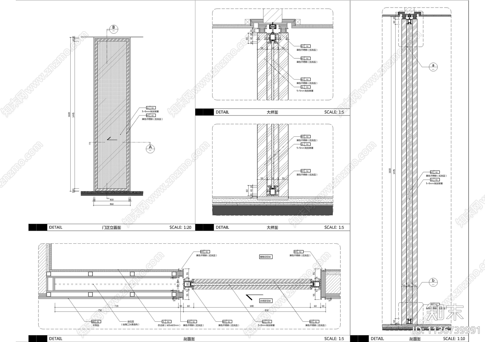 工装门通用大样详图cad施工图下载【ID:1136739991】