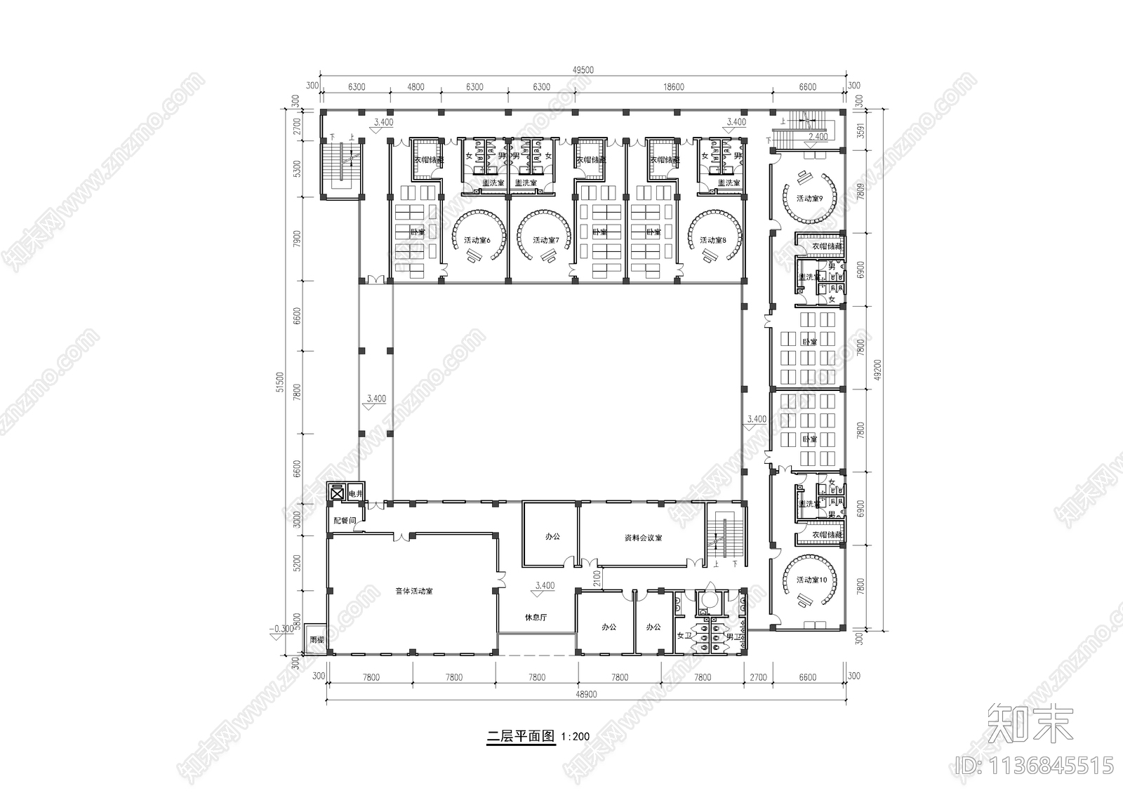 幼儿园建筑平面图施工图下载【ID:1136845515】