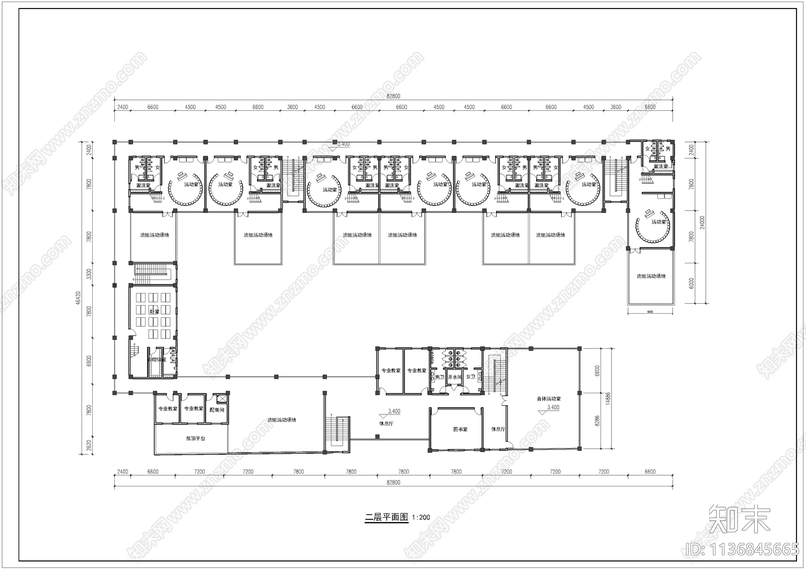 幼儿园建筑平面图施工图下载【ID:1136845665】