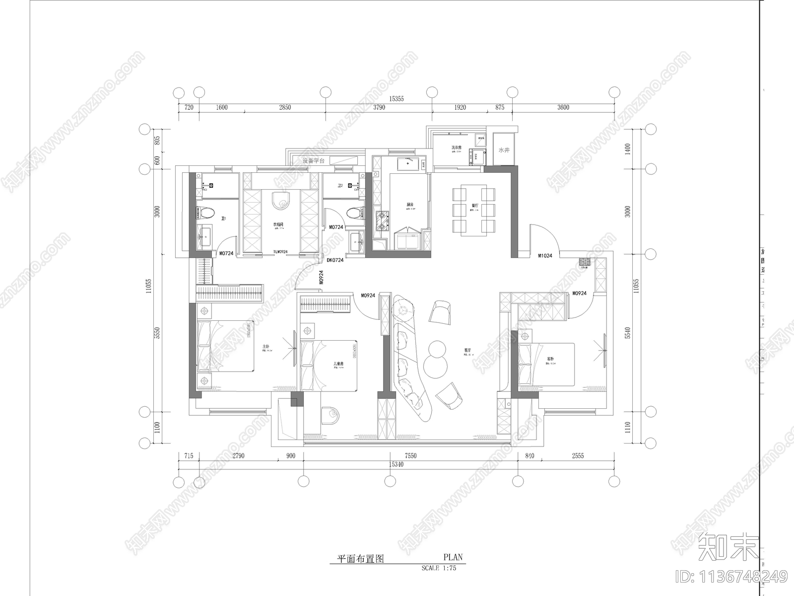 最新碧桂园平层家装全套cad施工图下载【ID:1136748249】