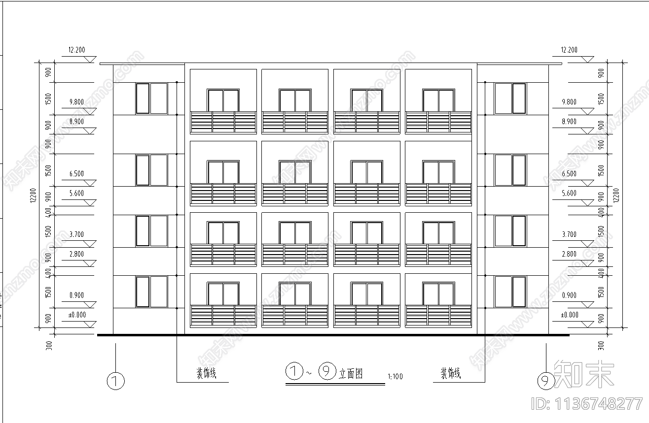 南宁住宅楼建筑cad施工图下载【ID:1136748277】